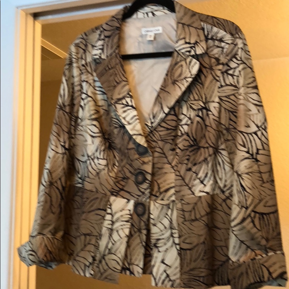Coldwater Creek Sz 16 blazer tan brown pattern